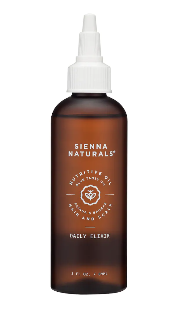 Sienna Naturals Daily Elixir Scalp Oil with Blue Tansy for sensitive scalp relief and clean beauty hair care.