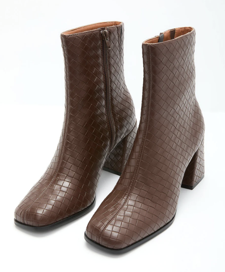Chanie Woven Vegan Leather Booties $88.00