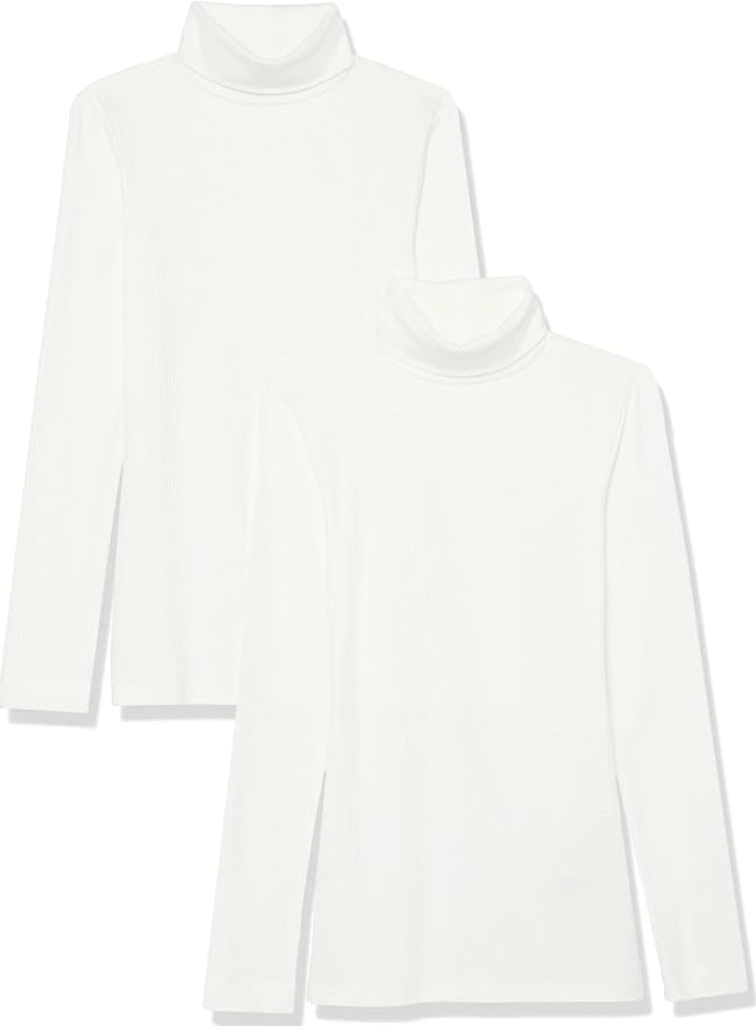 Ivory Amazon Essentials ribbed turtleneck sweater from the women’s two-pack.