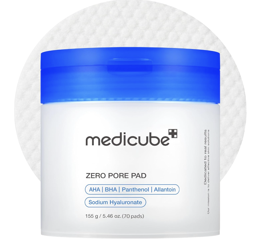 Medicube Zero Pore Pad 2.0 exfoliating toner pads with AHA and BHA