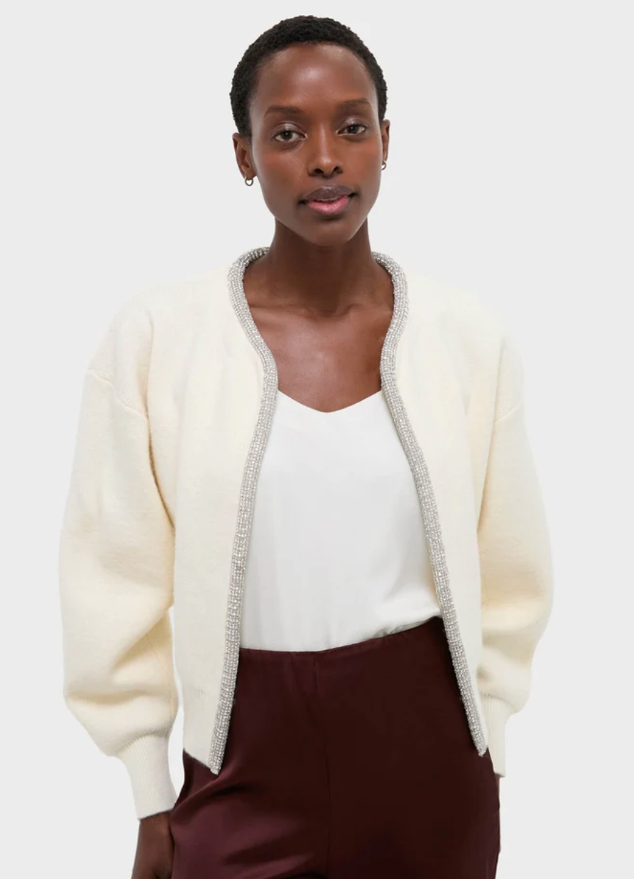 Tuckernuck Ivory Sequin Trim Naomi Cardigan $248