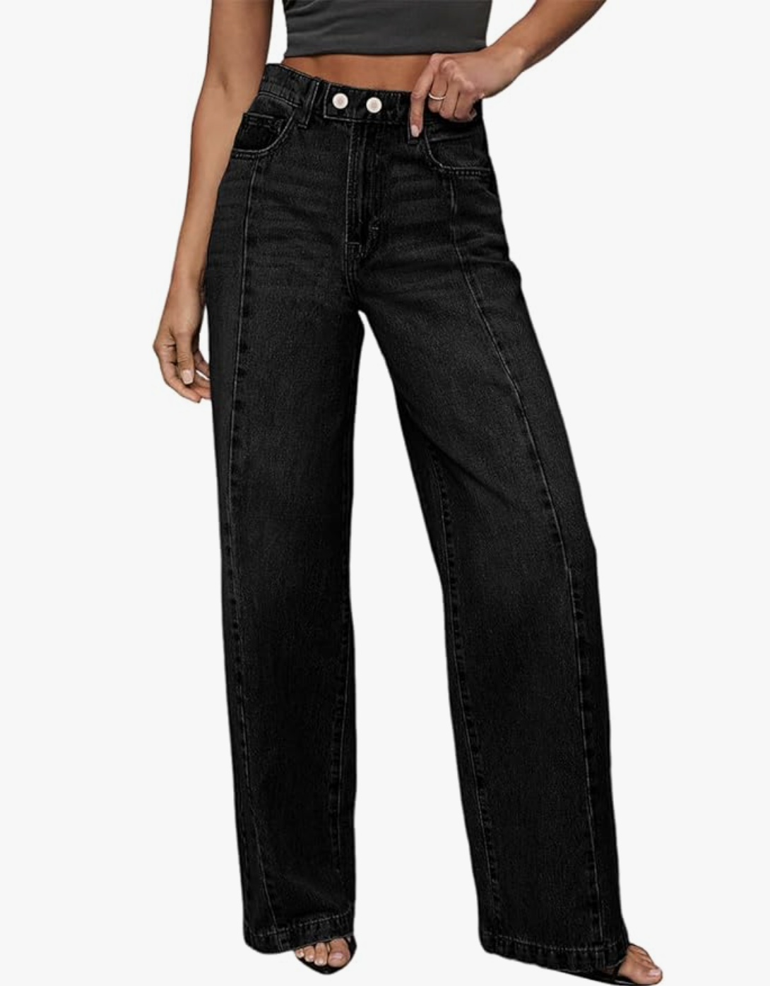 High Waisted Stretchy Front Seam Denim Pants