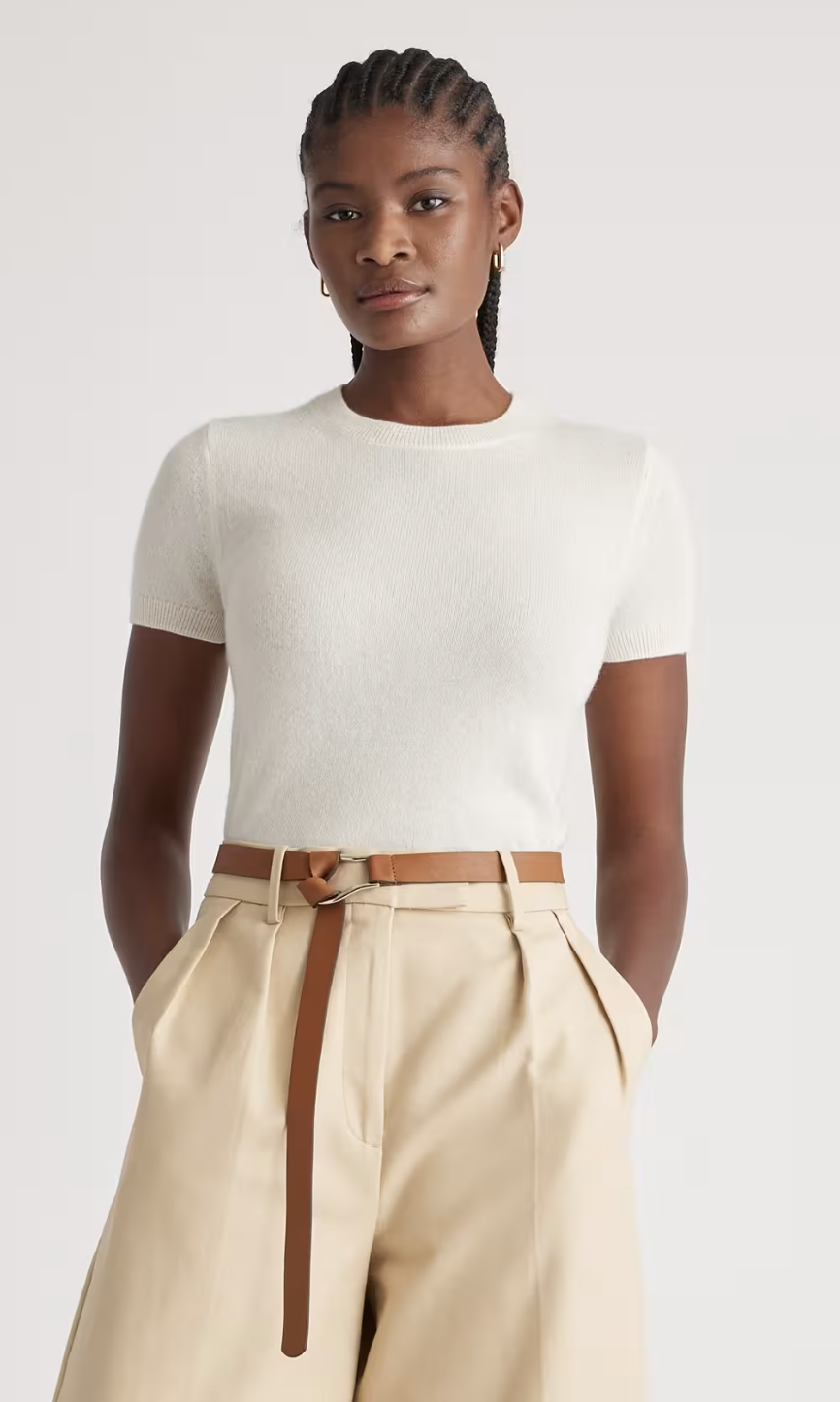 Quince Mongolian cashmere tee in ivory