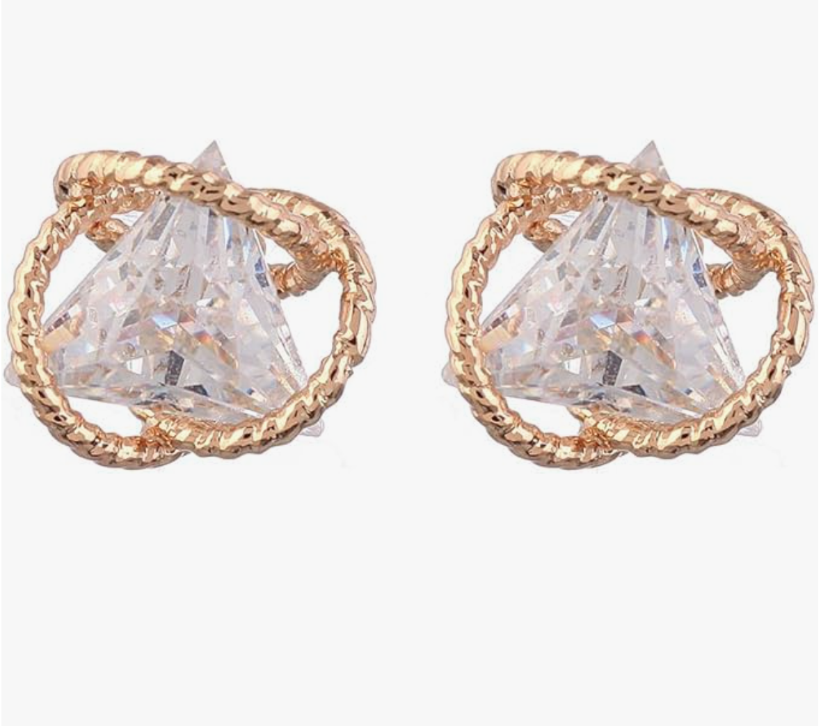 Geometric Triangle Cubic Zirconia Stud Earrings