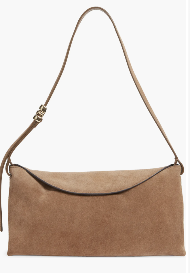 Madewell Date Night deep brown suede shoulder bag for fall evenings