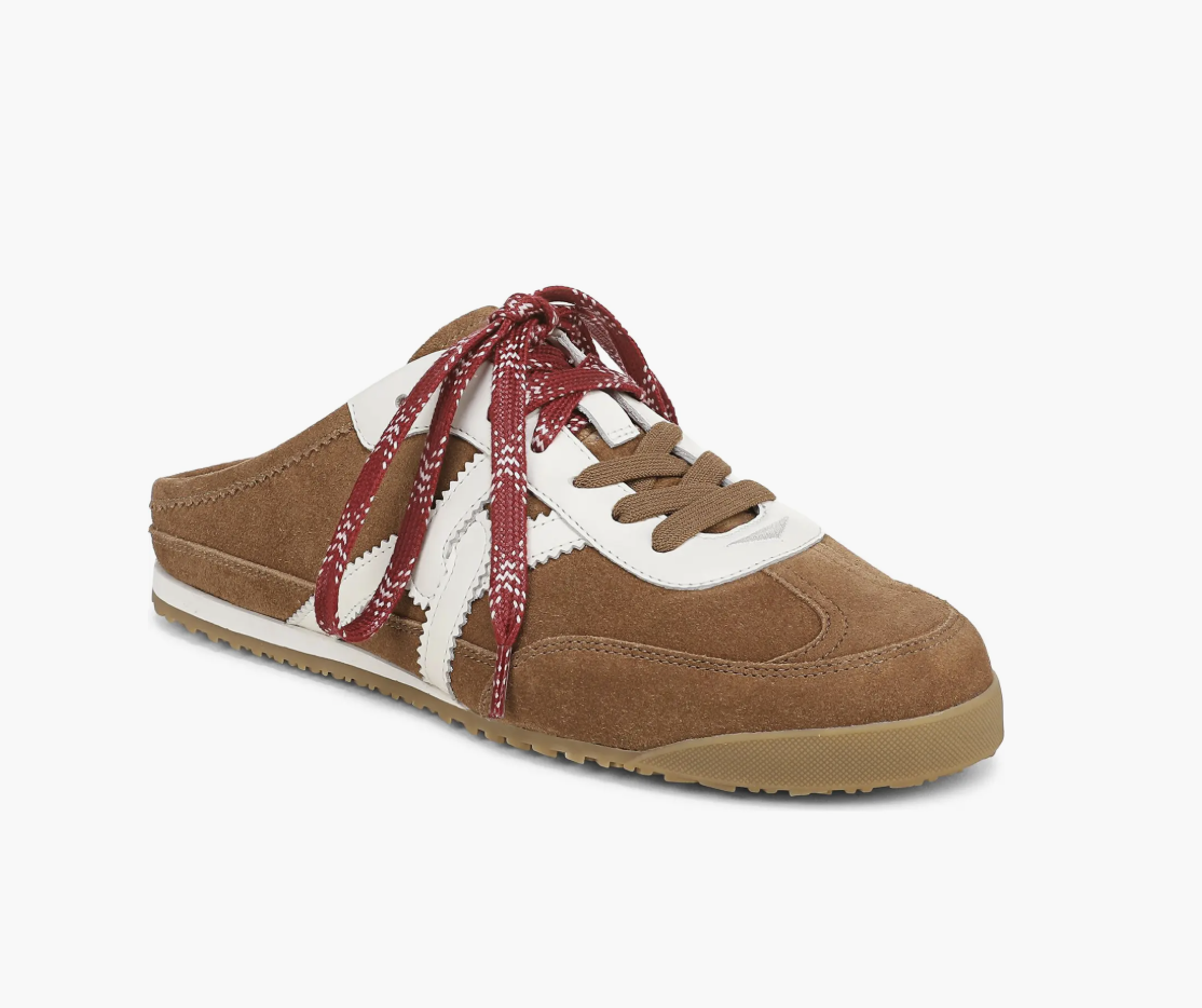 Veronica Beard Nicoline lace-up sneaker mule with a gum sole.