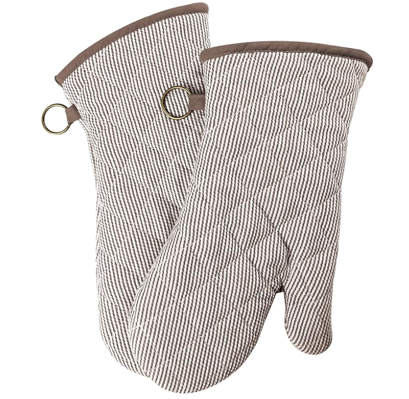 Yarn Dyed Oven Mitts 100% Cotton Heat Resistant