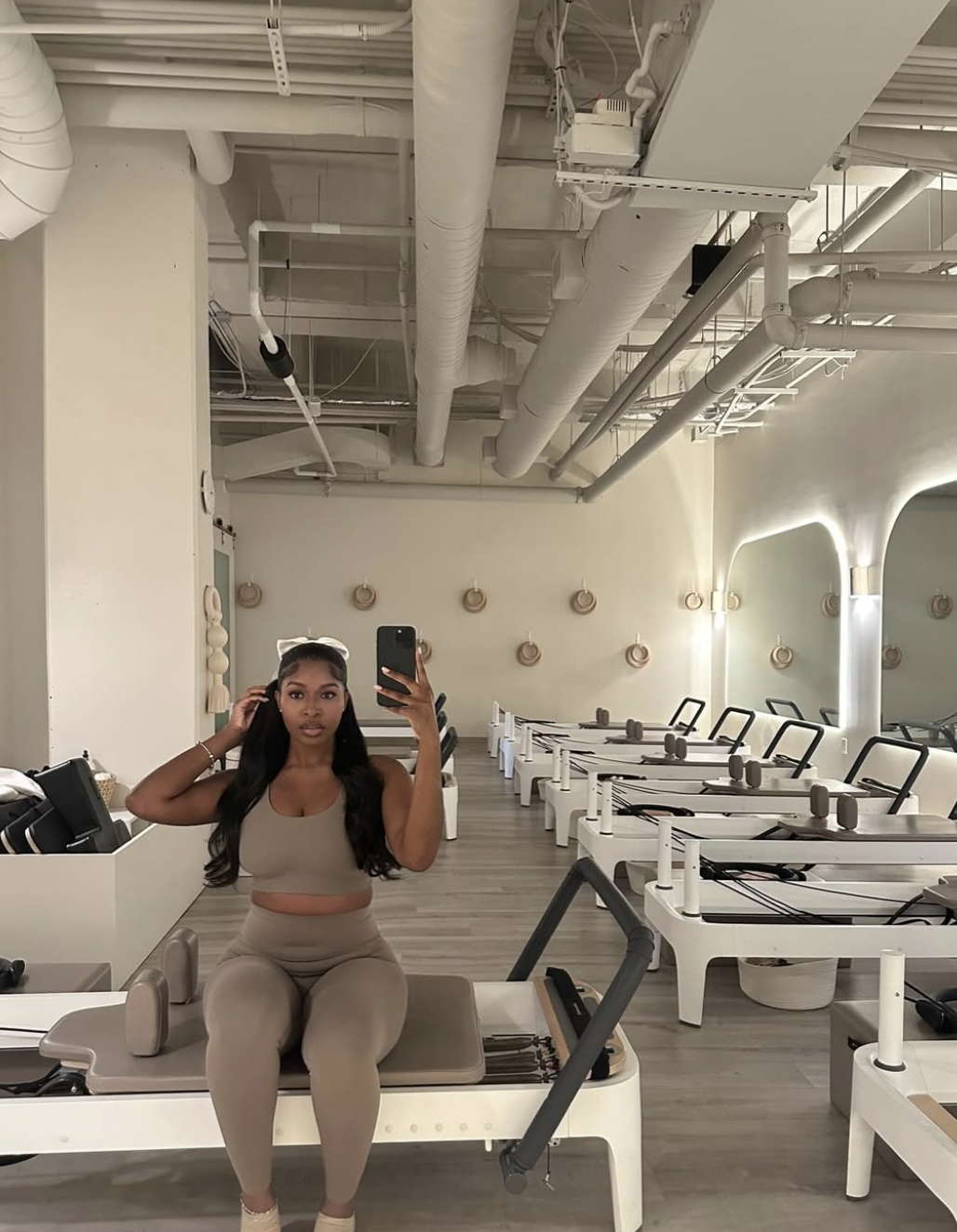 Woman doing a gentle five-minute morning stretch