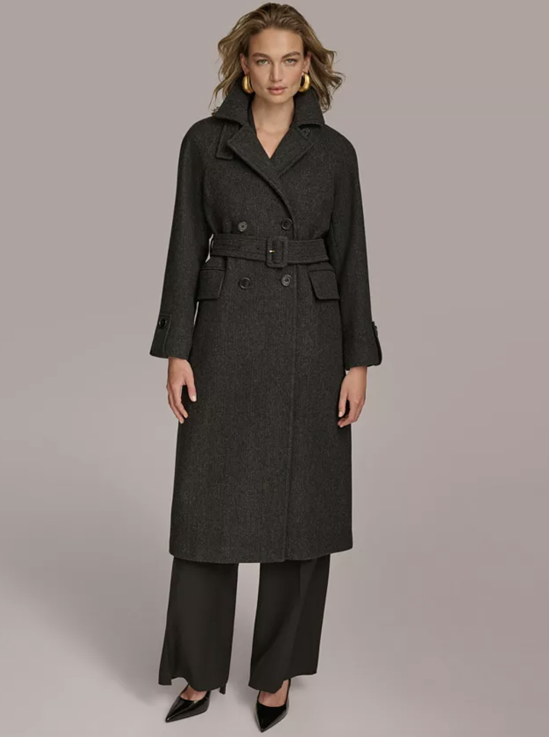 Donna Karan New York Women's Double-Breasted Belted Wrap Coat