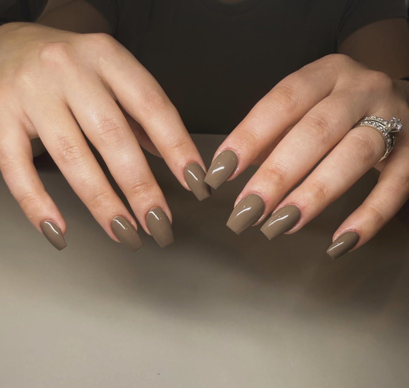 September nail idea featuring mushroom taupe