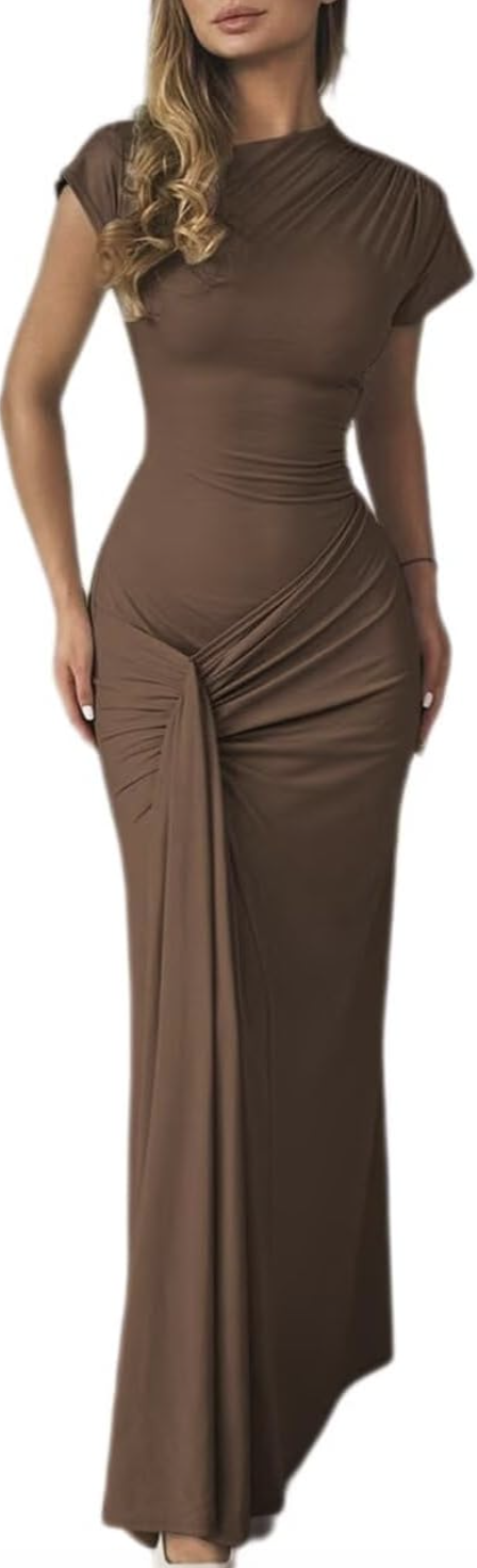 Short Sleeve Long Dress Cocktail Dress