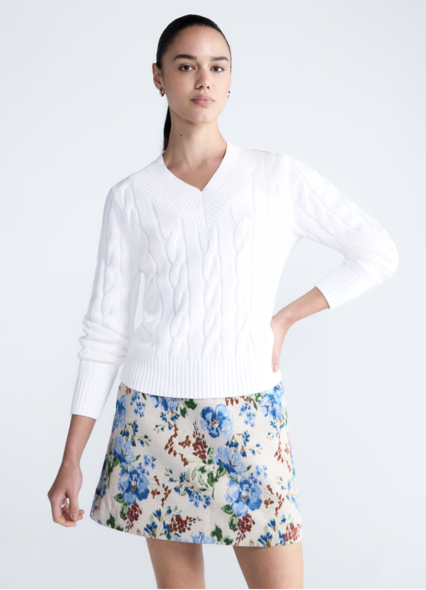 Free Assembly cotton cable-knit crewneck sweater.