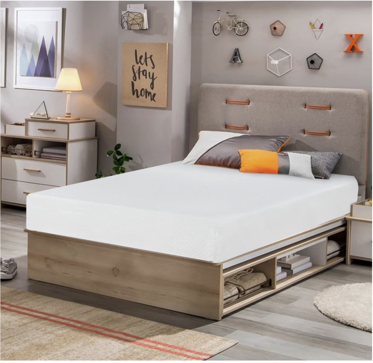 Two beige Vailando under-bed storage containers