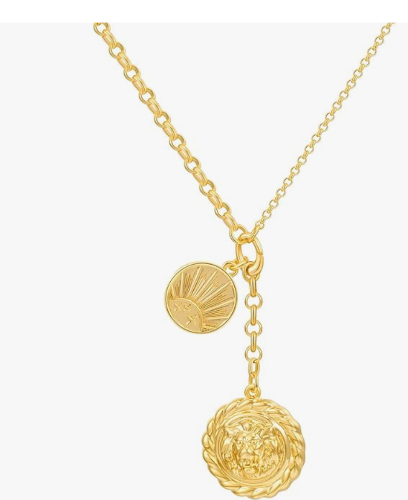 18K Gold Plated Coin Lion Head Pendant Necklace
