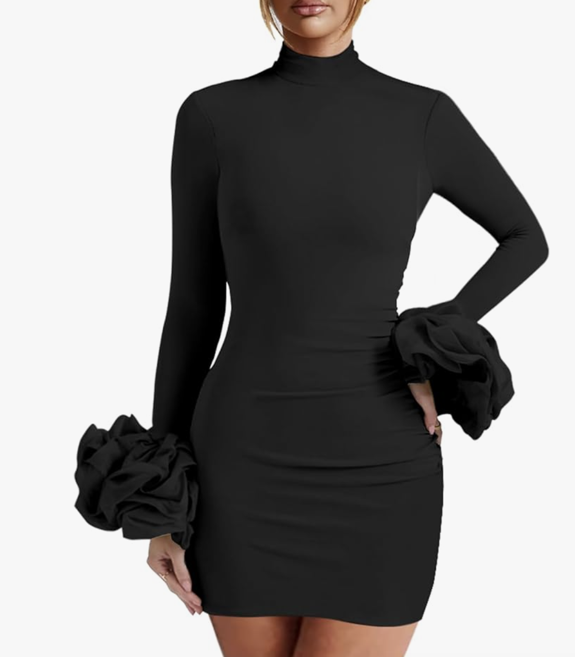 Long Puff Sleeve Mini Dress,