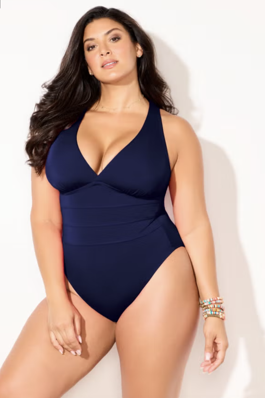 Crossback V-Neck One Piece Swimsuit