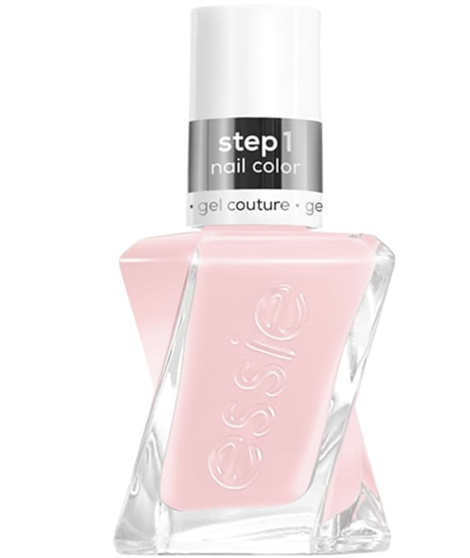 bottle of Essie Gel Couture in the shade Sheer Fantasy, a soft translucent pink nail polish.