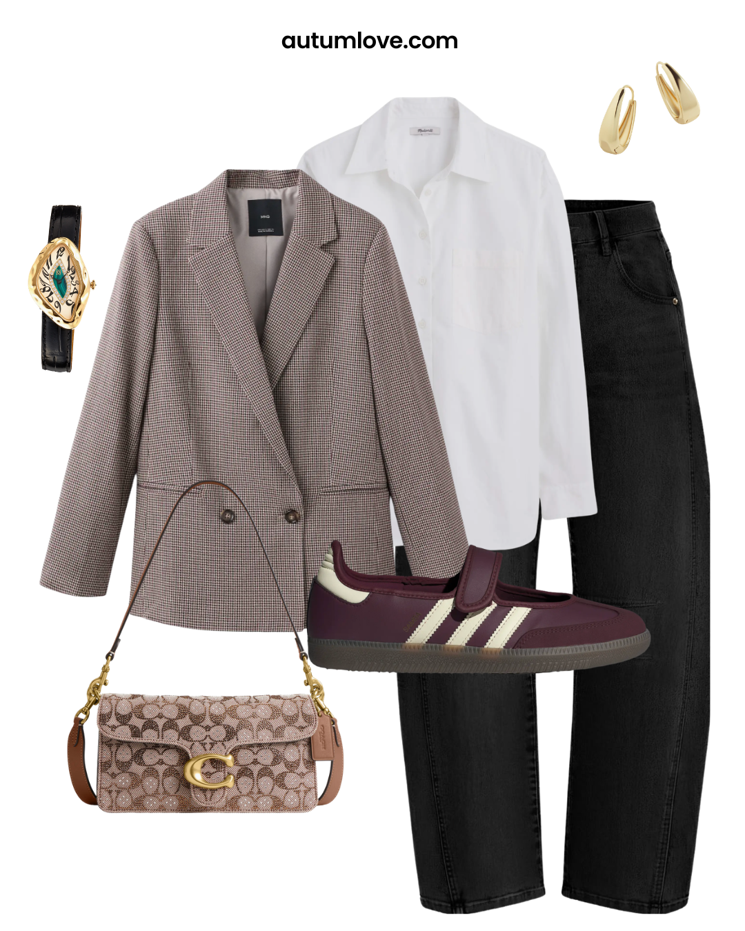 Low-profile retro sneakers paired with tapered barrel jeans for a casual spring 2026 outfit.