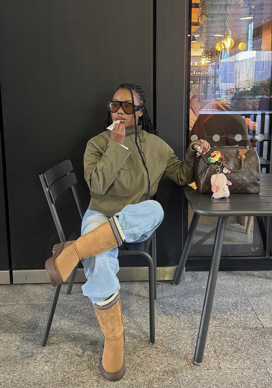 UGGs with jeans styled for fall, featured in an Autum Love guide