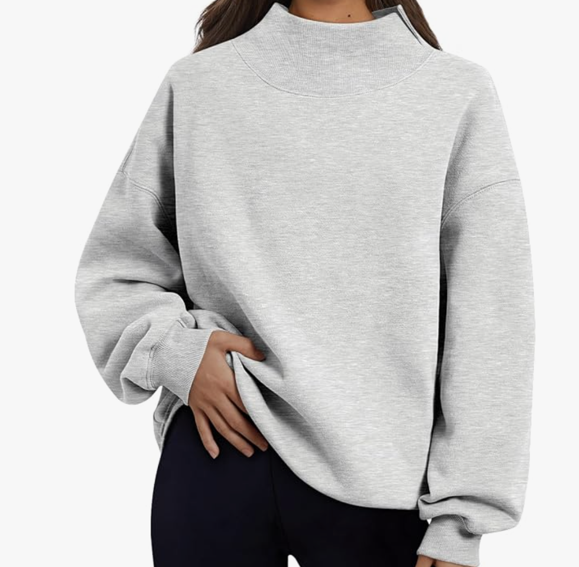 Trendy Queen mock-neck sweatshirt styled for fall, featured in an Autum Love guide