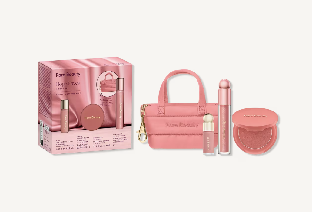 Rare Beauty Hope Faves four-piece lip and cheek makeup set