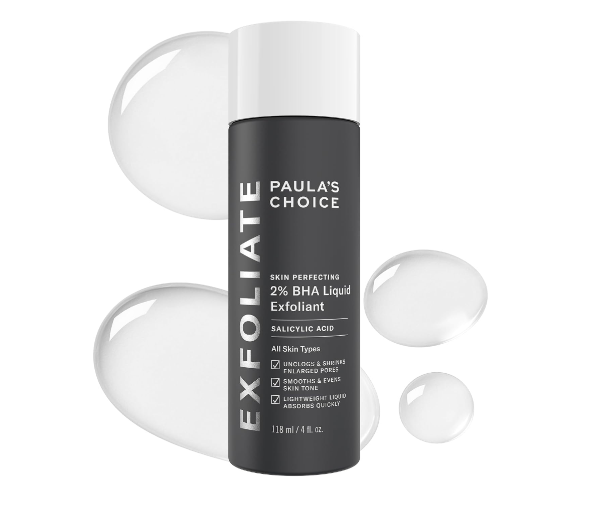 Paula’s Choice Skin Perfecting 2% BHA Liquid Exfoliant bottle.