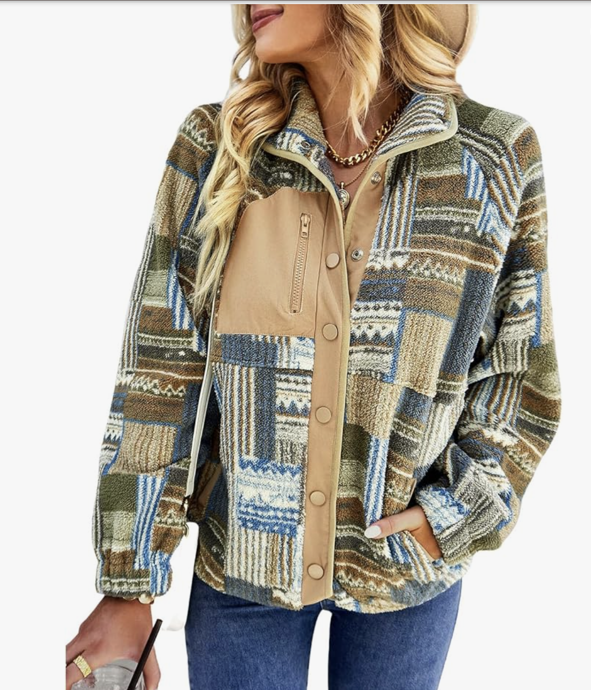 SELINK Aztec fleece coat styled for fall, featured in an Autum Love guide