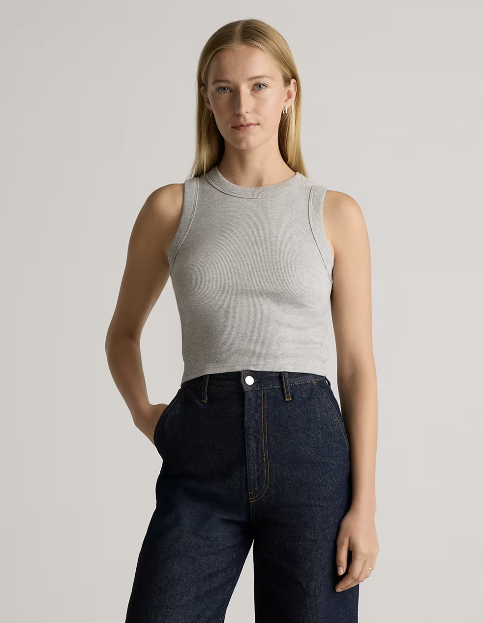 Organic Cotton Micro-Rib Cropped Cutaway Tank