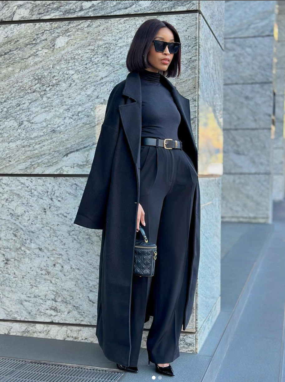 A pair of charcoal gray Theory Treeca Full Length Trousers in premium wool, featuring a slim, tailored straight-leg cut for an understated luxury wardrobe.