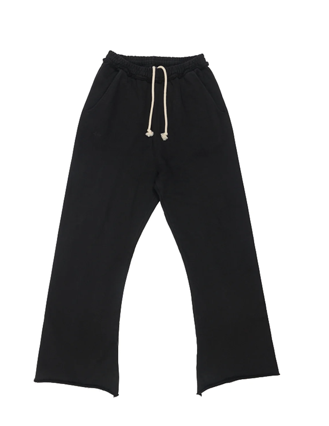 Black VIVET sweatpants with a drawstring waist, side pockets, and wide legs.