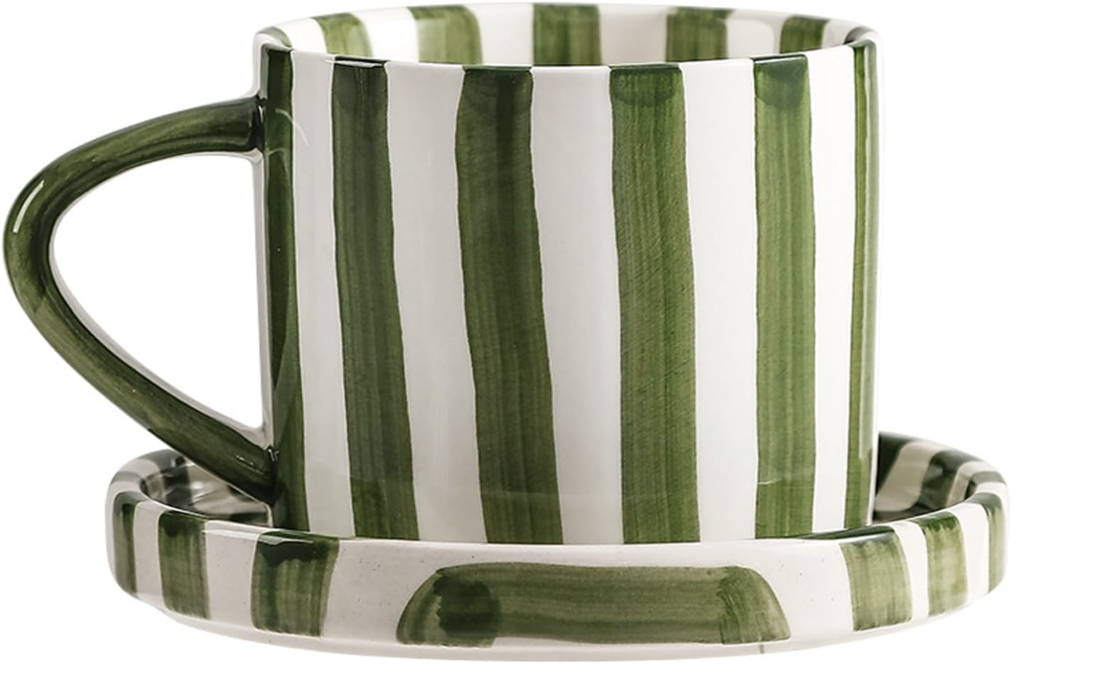 Beautiful ceramic mug filled with morning coffee