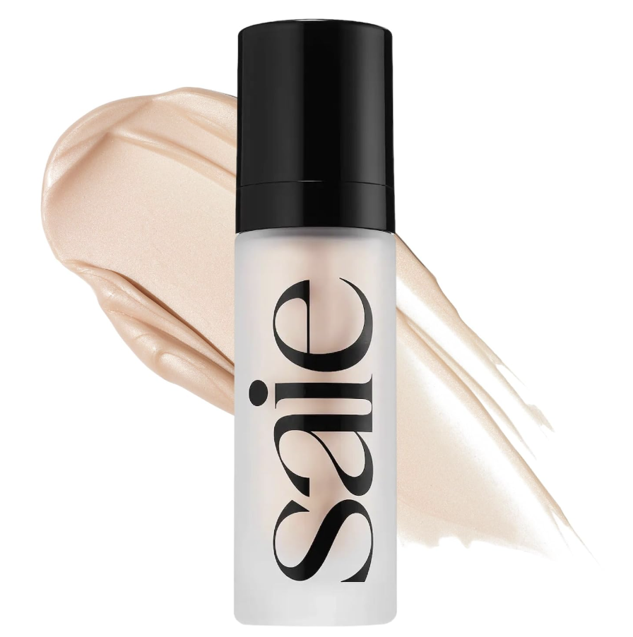 Saie Glowy Super Gel lightweight liquid illuminator for fresh-looking skin.
