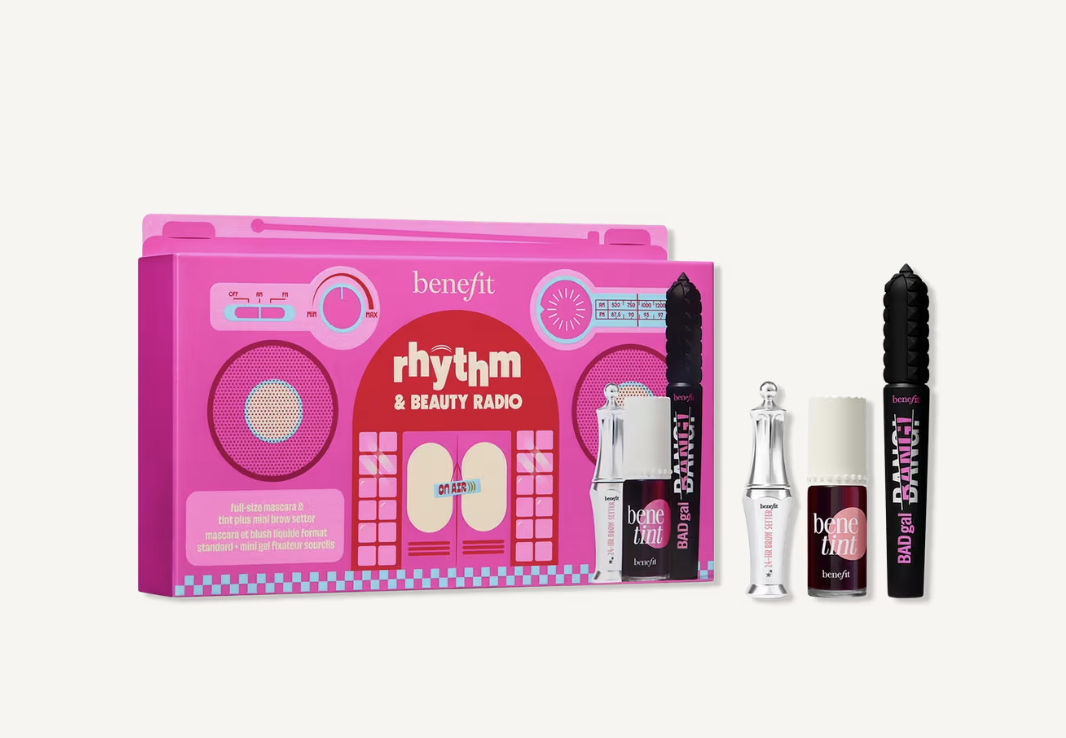 Benefit Cosmetics Rhythm and Beauty Radio trio with mascara, Benetint and brow gel
