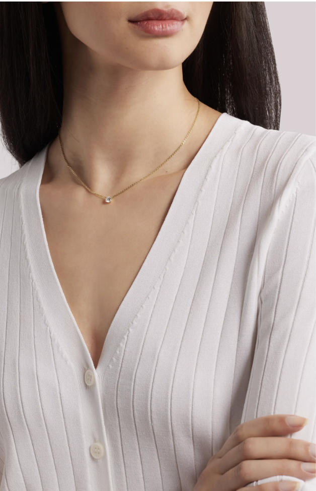 Delicate Nordstrom necklace with a single cubic zirconia pendant
