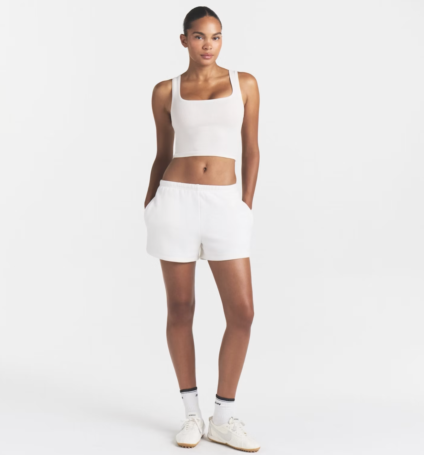 SKIMS cotton rib tank and cotton jersey foldover pant