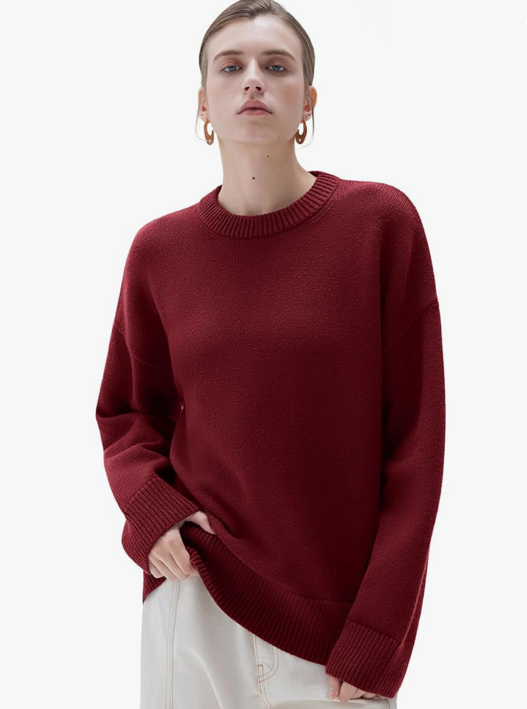 Cashmere Blend Oversized Crew Neck