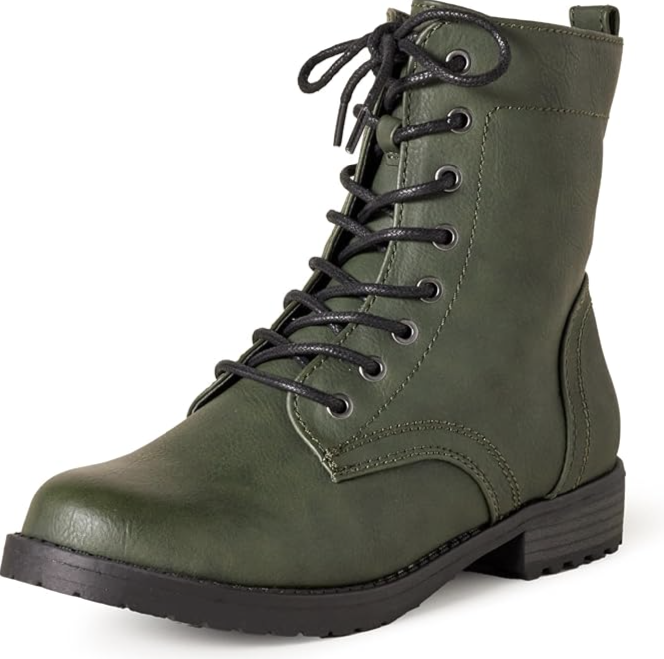 Lug sole combat boots styled with wide-leg barrel jeans