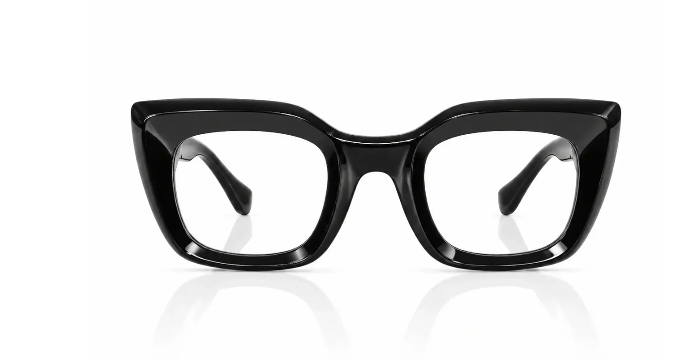 Oversized black eyeglass frames for a bold fall look