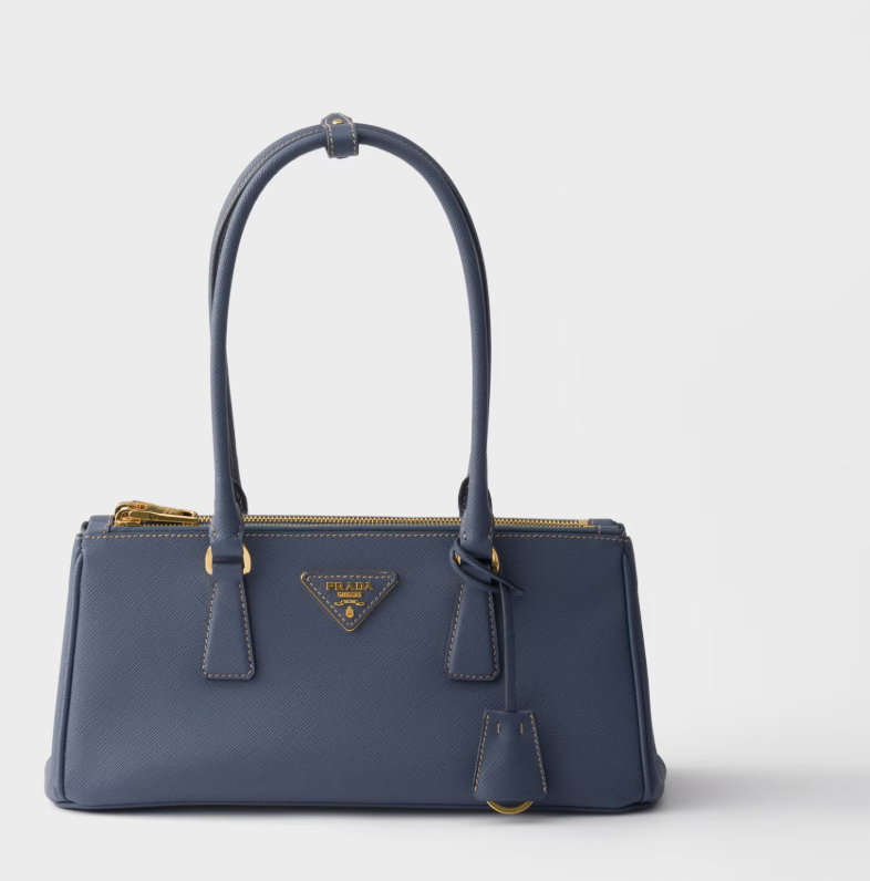 Structured black Prada Galleria handbag with double top handles