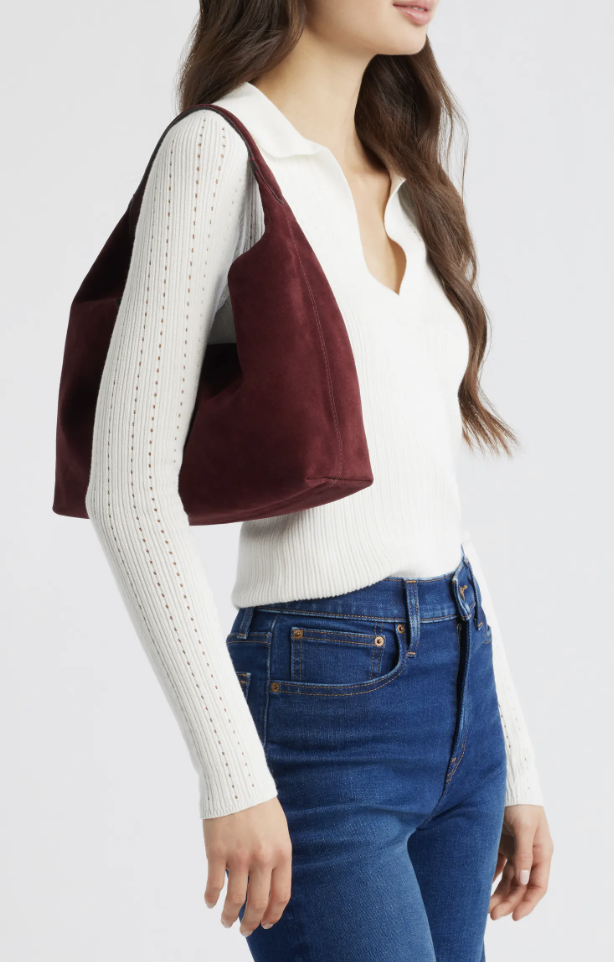 Madewell Mylie espresso suede shoulder bag for fall