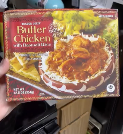 Trader Joe's Butter Chicken with Basmati Rice and naan