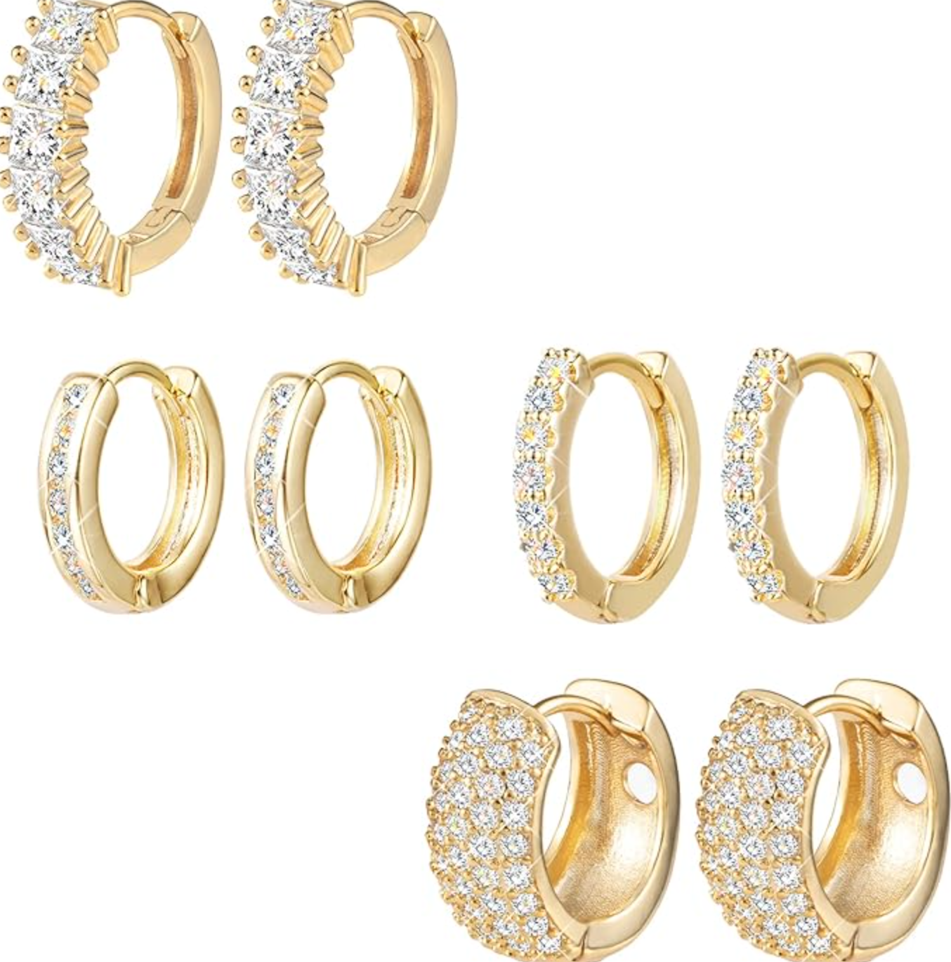 Diamond Pave Gold Earrings Set