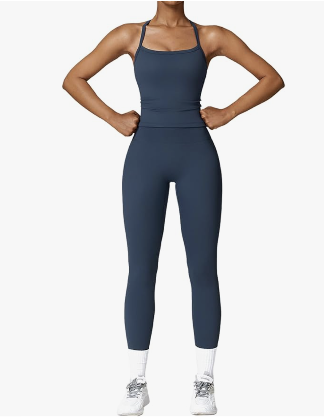 Sets Two Piece Cross Back Tank Top Matching High Waist Leggings