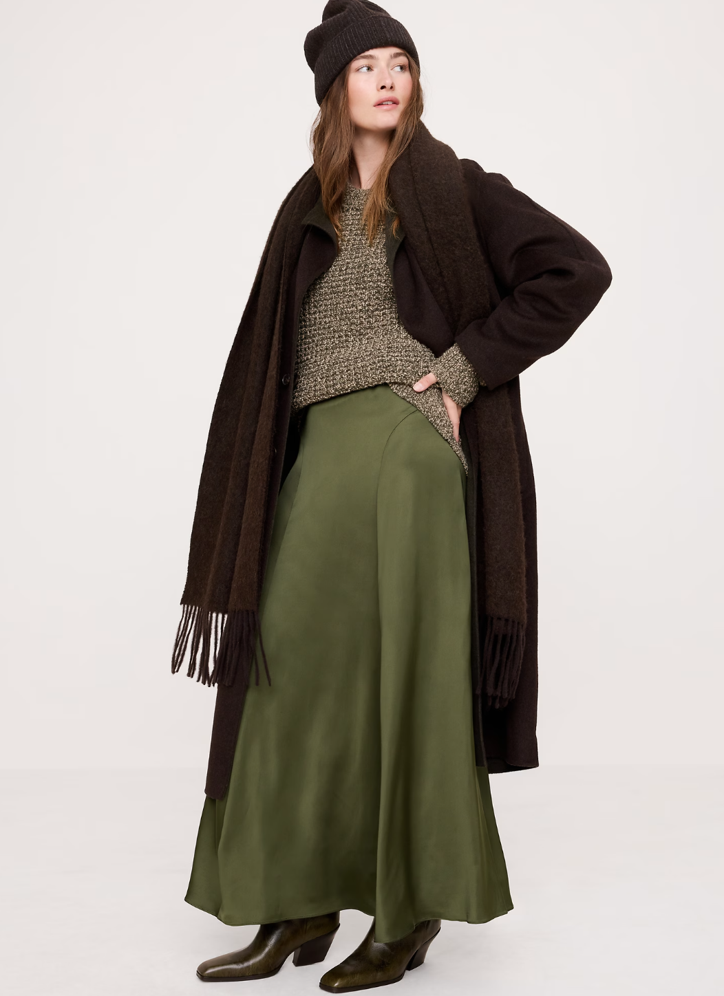 Stretch-Satin Maxi Skirt $148.00