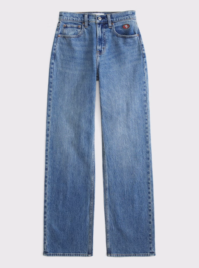 Curve Love High Rise 90s Relaxed San Francisco 49ers Embroidered Jean
