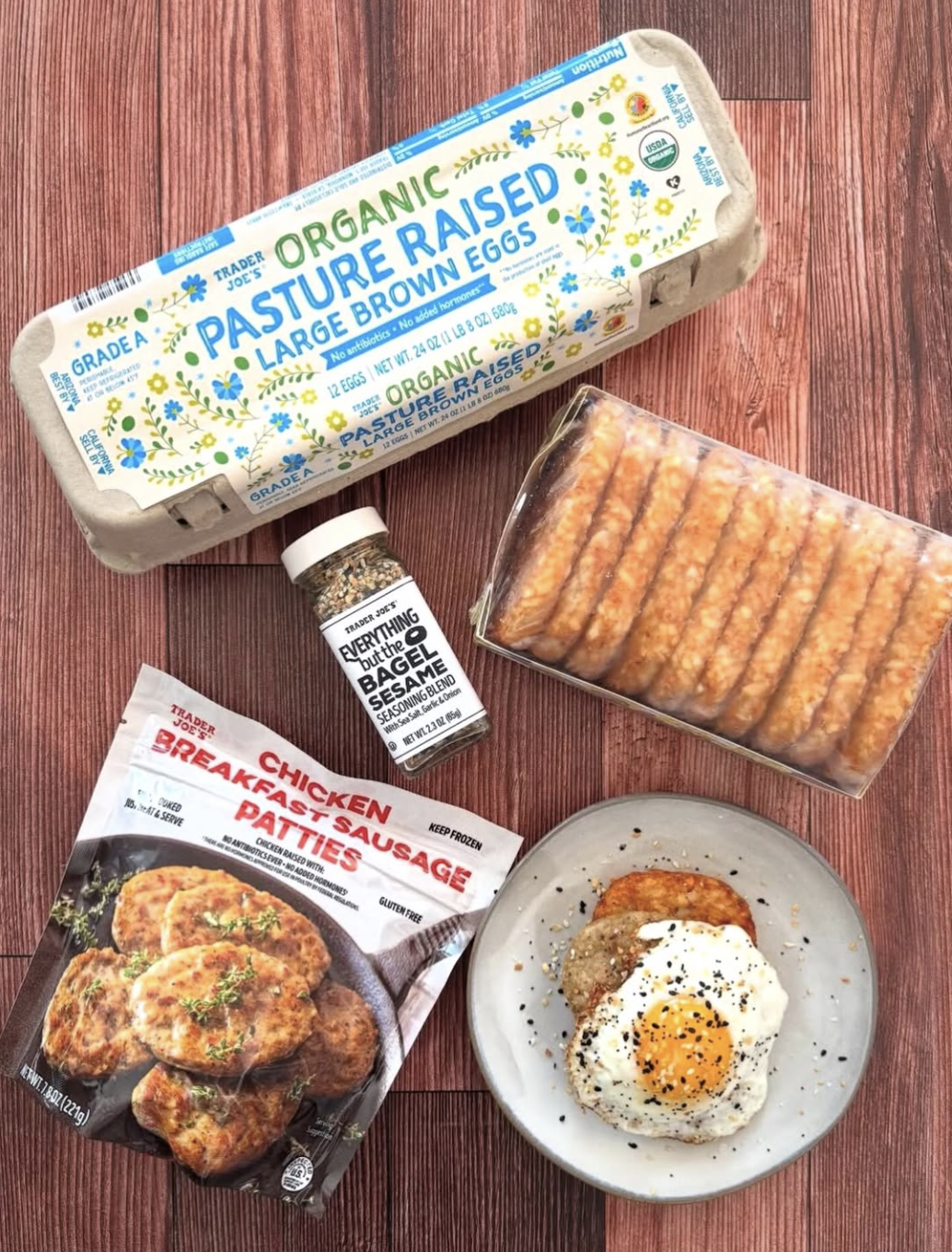Crispy Trader Joe's hashbrown served with eggs