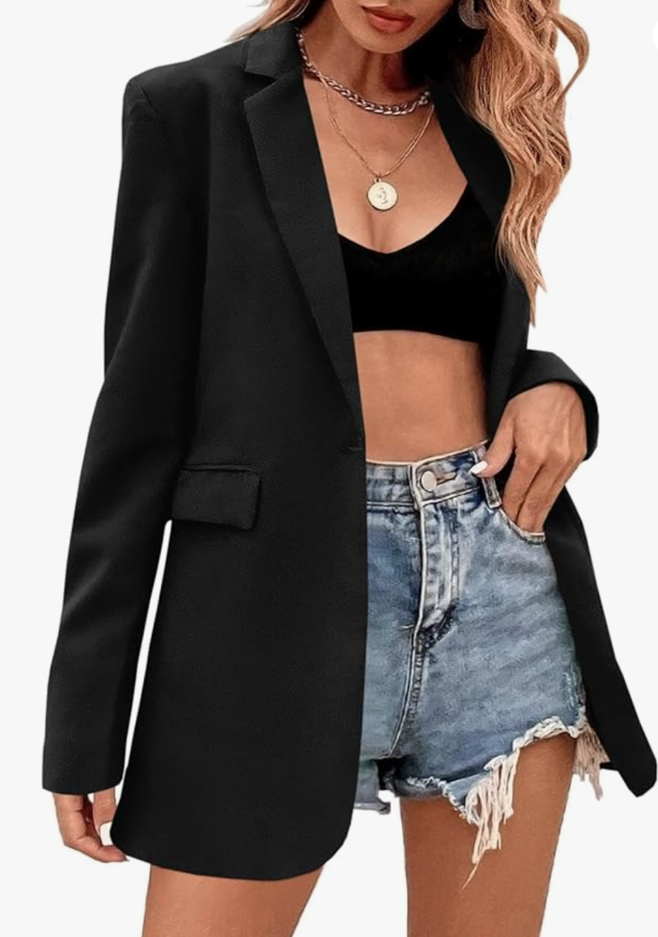 Oversized Button Work Office Blazer