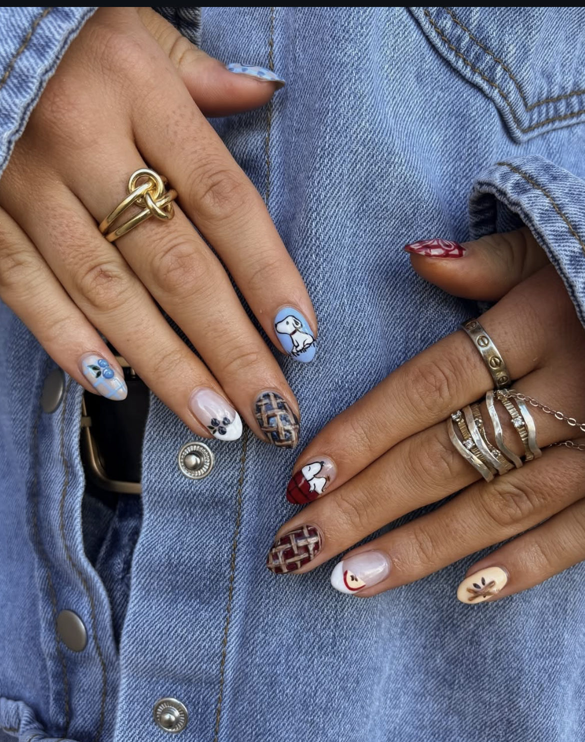 Thanksgiving nail ideas in chocolate brown, cranberry, copper and warm fall colors