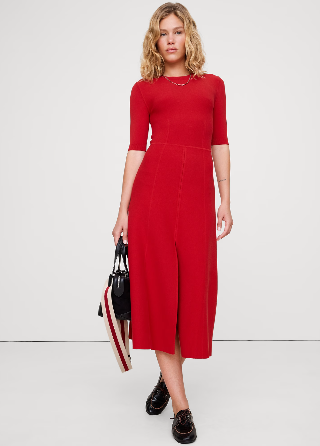 Sculpted Paneled Midi Dress