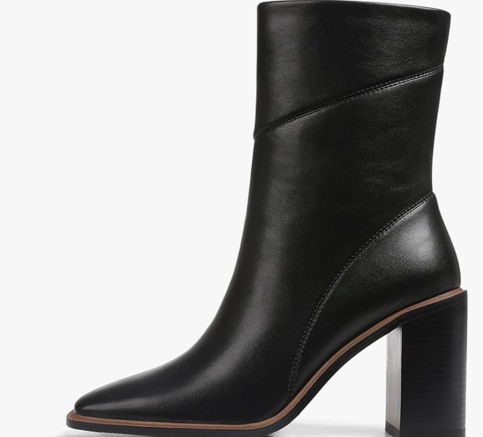 Chunky Heel Square Toe Side Zipper Booties